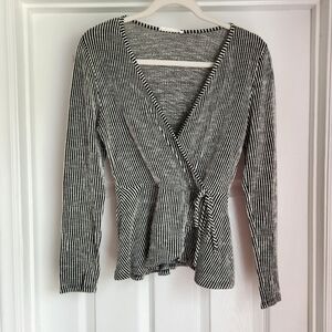 Faux Wrap Stripped Shirt, Size Medium